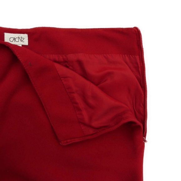 DiSCo Cache Red Wide Leg Pants Lined High Slits Side Zipper USA 10 - Picture 6 of 9